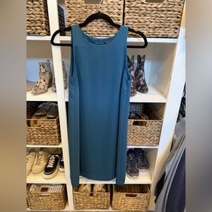 Ann Taylor Teal Sleeveless Midi Shift Dress